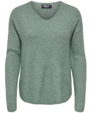 ONLY Cozy V-Neck Pullover Knit Sweaters - Green