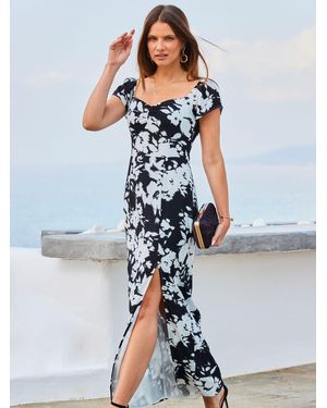 Sosandar Maxikleid Mit Blumenprint Und Schlitzdetaileu 38 (Uk 10) - Blau