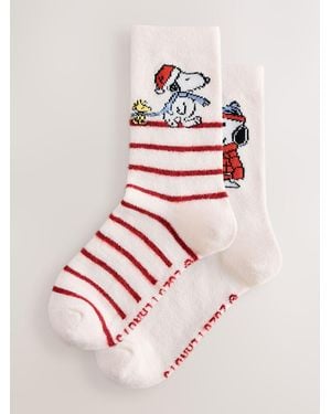 Next Snoopy Matching Family Christmas Licensed Cozy Ankle Socks 2 Pack - Pink