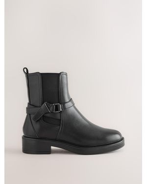 Next Extra Wide Fit Forever Comfort Chelsea Knot Ankle Boots - Black