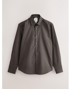 Next Regular Fit Smart Trimmed Long Sleeve Party Shirt - Brown