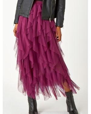 Roman Elasticated Mesh Layered Skirt - Pink