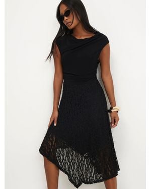 River Island Petite Lace Skirt Hybrid Drape Dress - Black