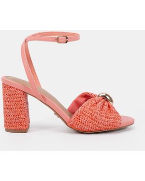 Novo Leighton Block Heel Raffia Hardware Two Part Sandals - Pink