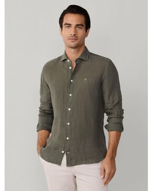 Hackett Dyed Linen Shirt - Green