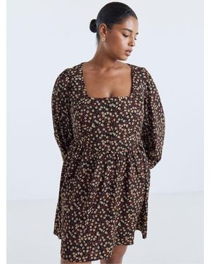 Simply Be Historic Detail Skater Dress - Black