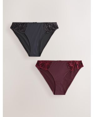 Next Berry/ Embroidered Knickers Pack - Black