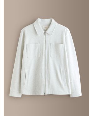 Next Marl Signature Full Zip Shacket - White