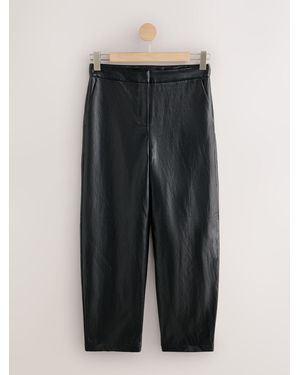Next Faux Leather Barrel Leg Pants - Black