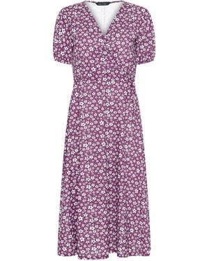 M Com Midi Wrap Dress - Purple