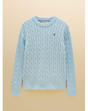 Joules Light Classic Crew Neck Cotton Cable Knit Jumper - Blue