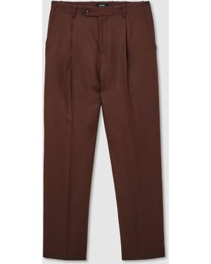 Reiss Rust Terrain Trouser Wool-Blend Twill Relaxed-Fit Suit Pants - Brown