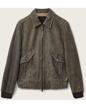 AllSaints Marland Aviator Leather Jacket - Brown