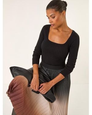 Roman Ombre Pleated Skirt - Black