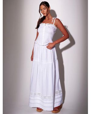 South Beach Pleat Detail Tiered Maxi Skirt - Lila