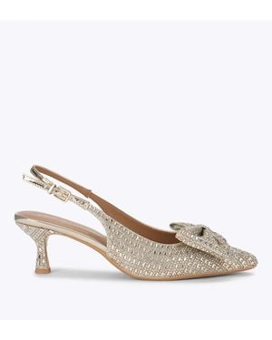 KG by Kurt Geiger Tilly Embellished Bow Slingback Heeled Shoes - Natural