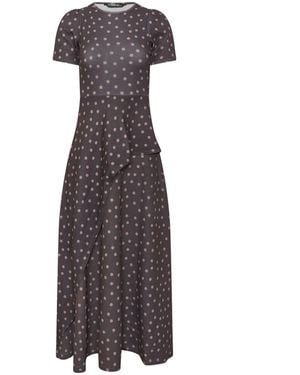 PixieGirl Petite Polka Dot Crinkle Maxi Dress - Gray