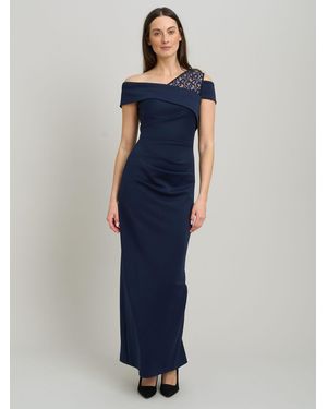 Gina Bacconi Mandie One Shoulder Lace Detail Maxi Dress - Blue