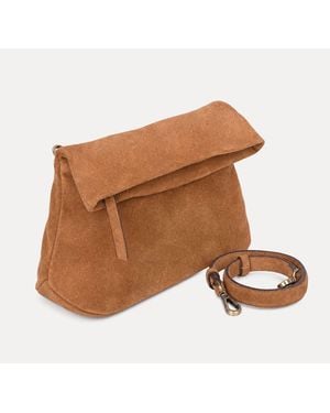 OFF THE HOOK Tan Amos Suede Fold Over Shoulder Bag - Brown