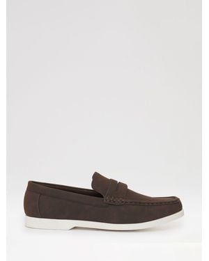 Threadbare Faux Suede Penny Loafers - White