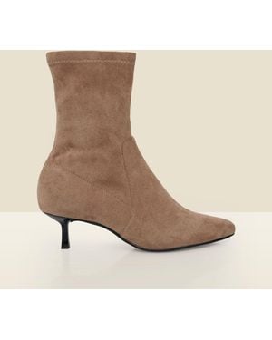 Sosandar Faux Suede Ankle Boots - Natural