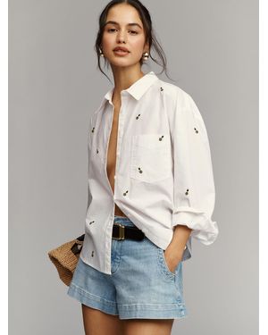 Anthropologie Bees Maeve The Shrunken Bennet Long Sleeved Buttondown Shirt - Gray