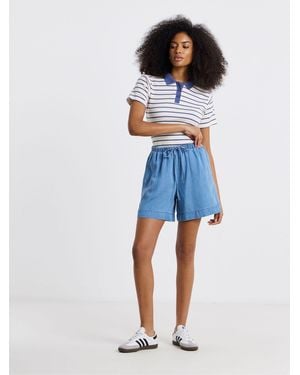 Simply Be Lightweight Denim Jogger Shorts - Blue