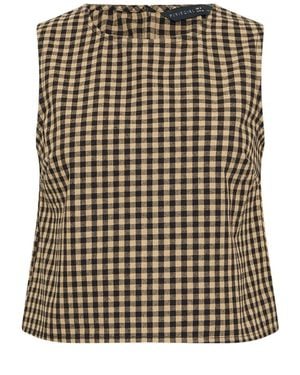 PixieGirl Petite Gingham Sleeveless Shell Top - Black