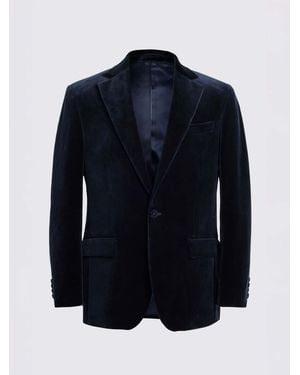 Moss Regular Fit Velvet Suit Jacket - Blue