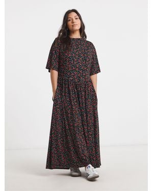 Simply Be Supersoft Boat Neck Maxi Dress - Black