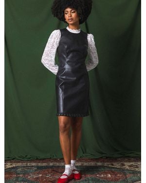 Roman Pinafore Pleated A-Line Dress - Green