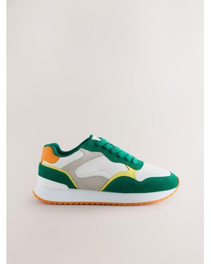 Next Leather Panel Detail Chunky Lace-Up Sweatpants - Green