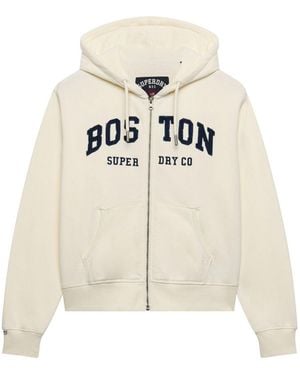 Superdry Ath Ess Relaxed Crop Zip Hoodie - White