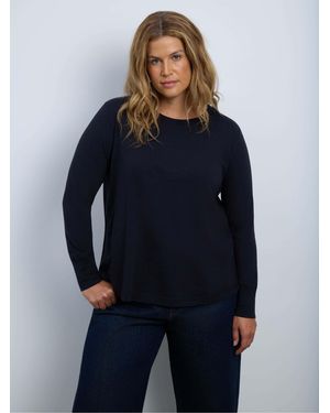 Live Unlimited Cotton Slub Scoop Neck Long Sleeve Top - Blue