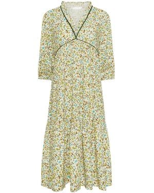 PixieGirl Petite Ditsy Frill Trim Midaxi Dress - Green
