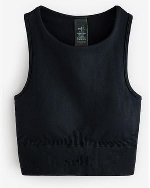 Self Seamfree Sports Crop Top - Black
