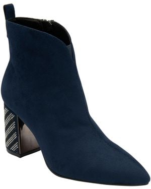 Lotus Pointed-Toe Ankle Boots - Blue