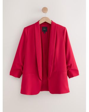 Next Relaxed Ruched Sleeve Blazer - Red