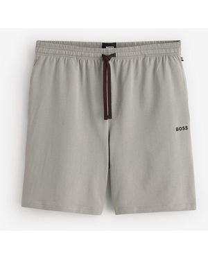 BOSS Regular Fit Logo Stretch Shorts - Gray