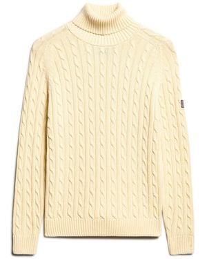 Superdry Off Slouchy Cable Roll Neck Sweater - Natural