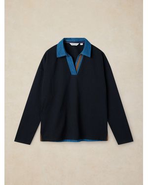 White Stuff Denim Mix Rugby Top - Blue