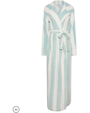 Long Tall Sally Macro Stripe Hooded Maxi Robe - Blue