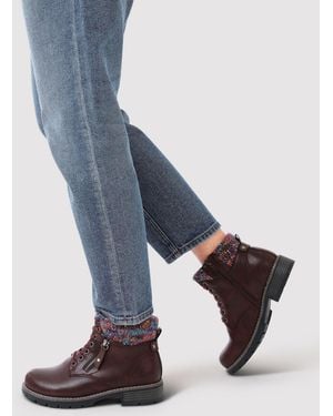 Pavers Knitted Cuff Ankle Boots - Blue