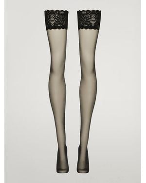 Wolford 20 Denier Satin Touch Stay-Up Stockings - Black