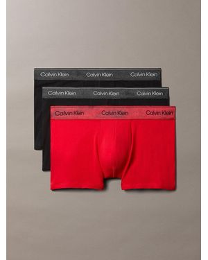 Calvin Klein Icon Cotton Stretch Trunks 3 Pack - Red