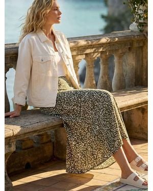 Roman Leopard Print Midi Skirt - Green