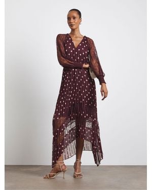 Joanna Hope Polka Dot Lace Midi Dress - Red