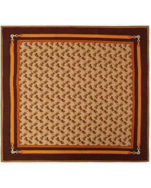COACH Horse And Carriage Strap Print Silk Square Scarf - Brown