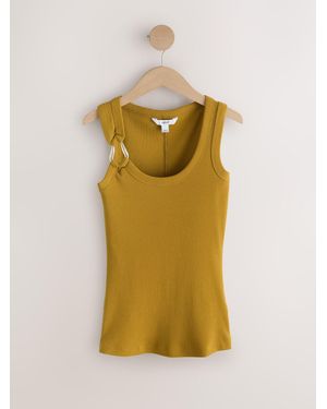 Next Trim Hardware Detail Racer Ribbed Vest Top - Yellow