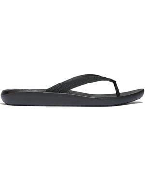 Fitflop Iqushion Textured-Strap Flip Flops - Black